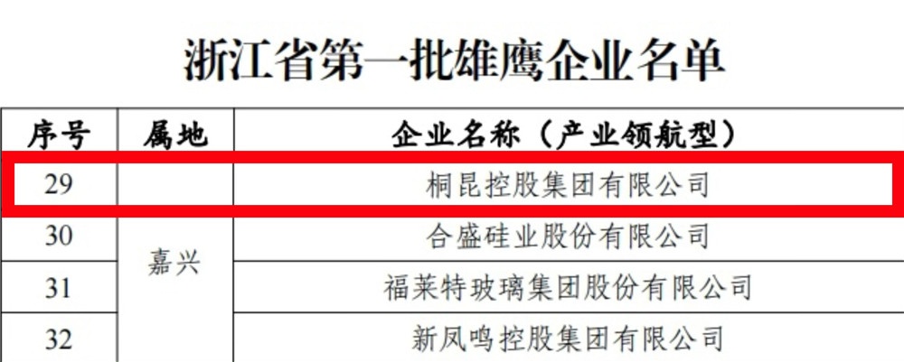 浙江省第一批雄鷹企業名單截圖